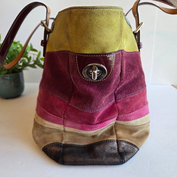 VGUC Coach Ltd Edition Large Wave Multi Color Suede Gallery Tote #1434 - Picture 4 of 16